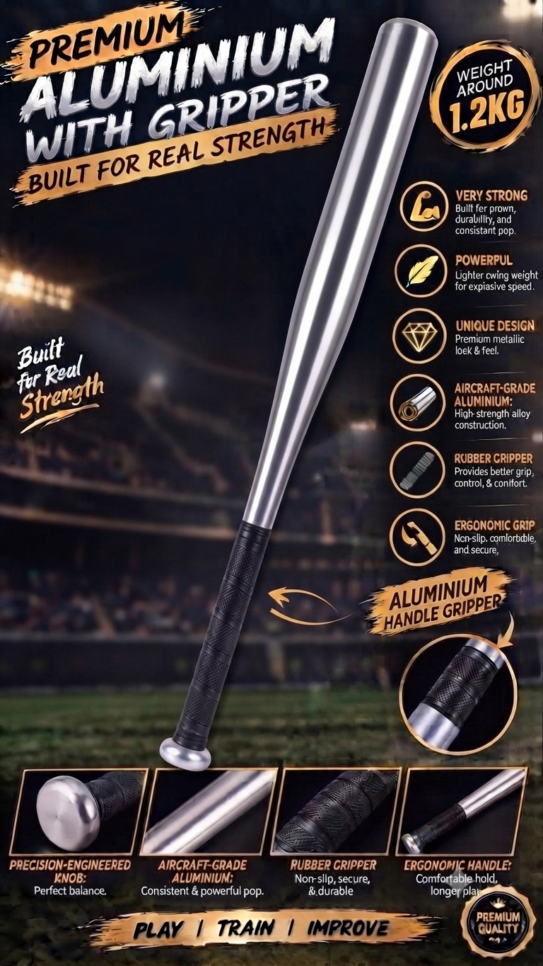 1.2 KG PREMIUM ALUMINIUM BASEBALL BAT (34 inches)