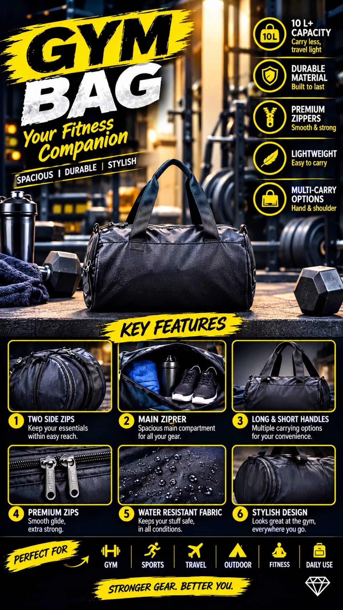 PREMIUM GYM BAG(10 LITER CAPACITY)