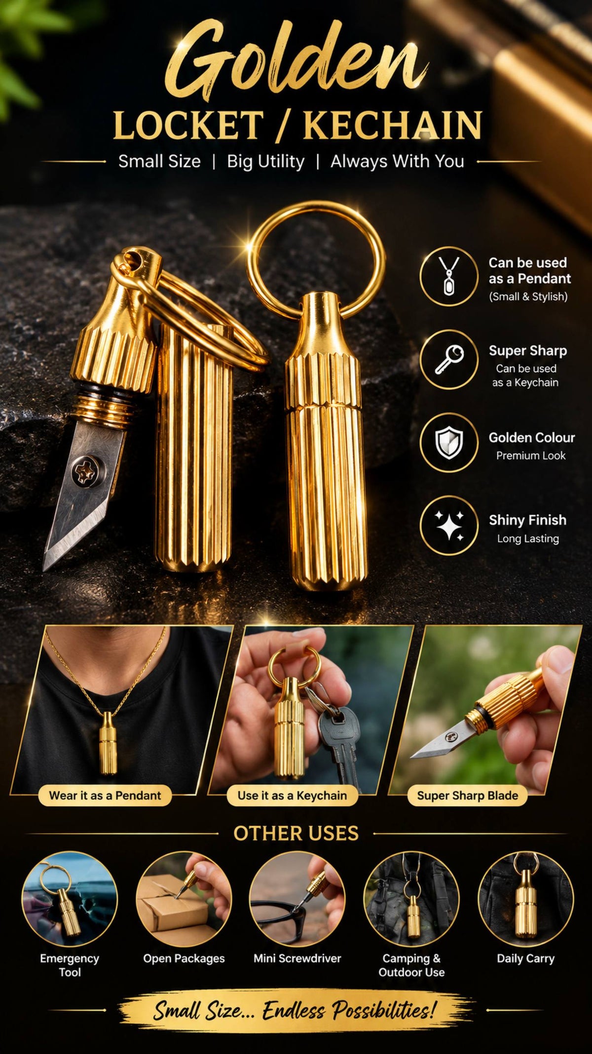 GOLDEN LOCKET/KEYRING