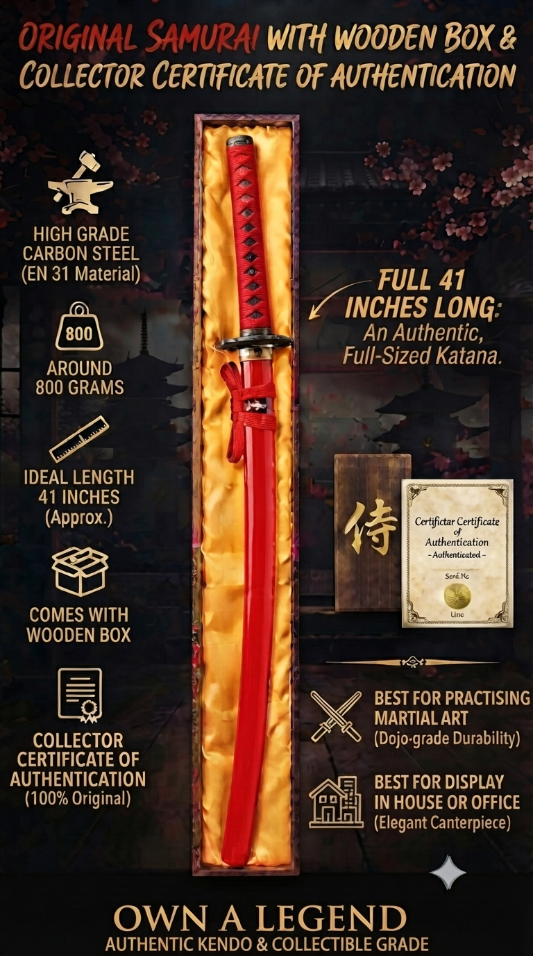 ORIGINAL SAMURAI WITH WOODEN BOX +FREE DELIVERY + certificate of authenticity