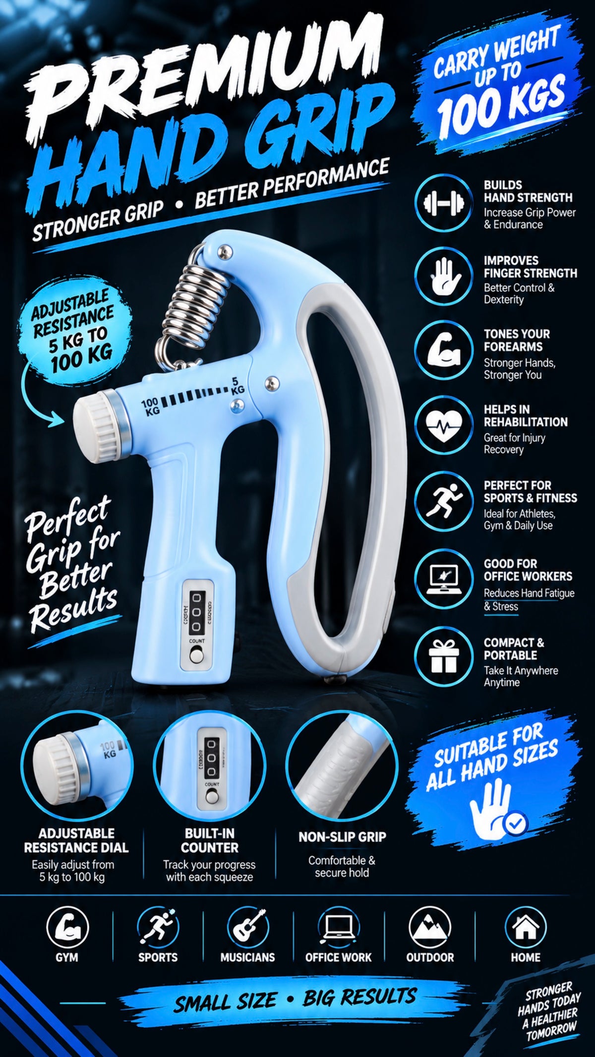 PREMIUM HAND GRIP WITH NUMBER COUNT